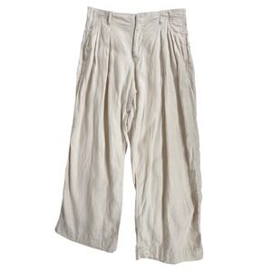 By Together Wide Leg Pants Size Medium (32x29.5) Beige Linen Pleated High Rise